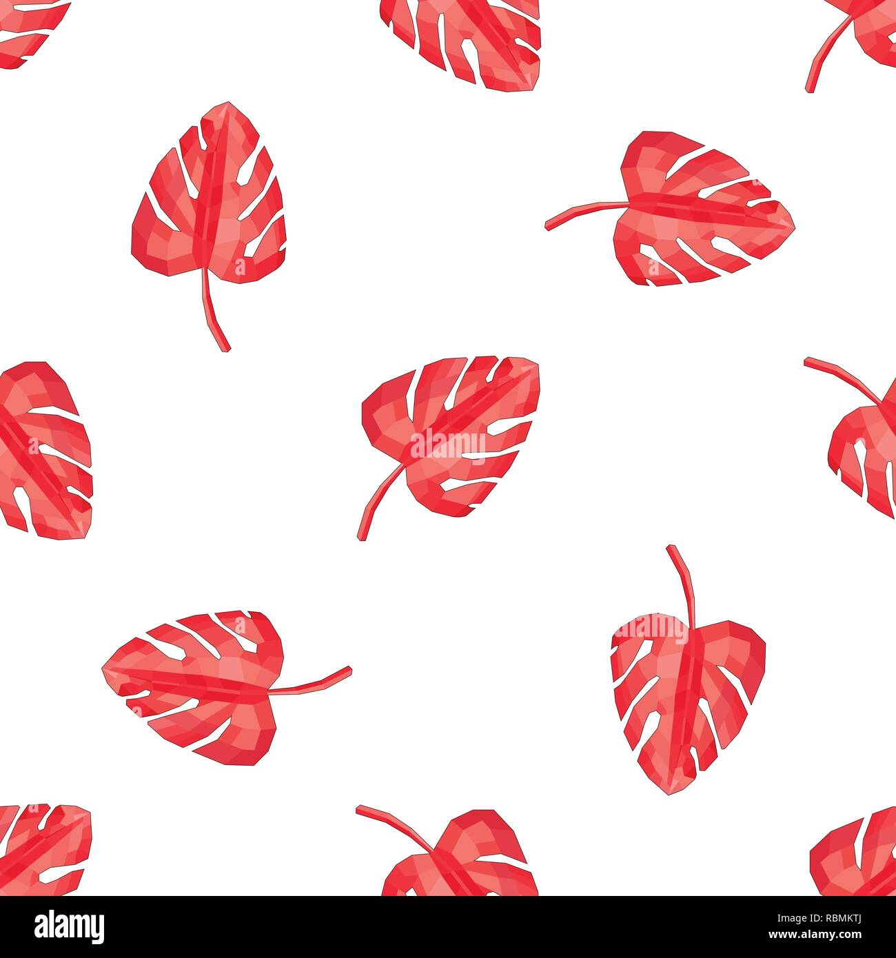 Seamless vector pattern with monstera leaves on white. Stock Vector