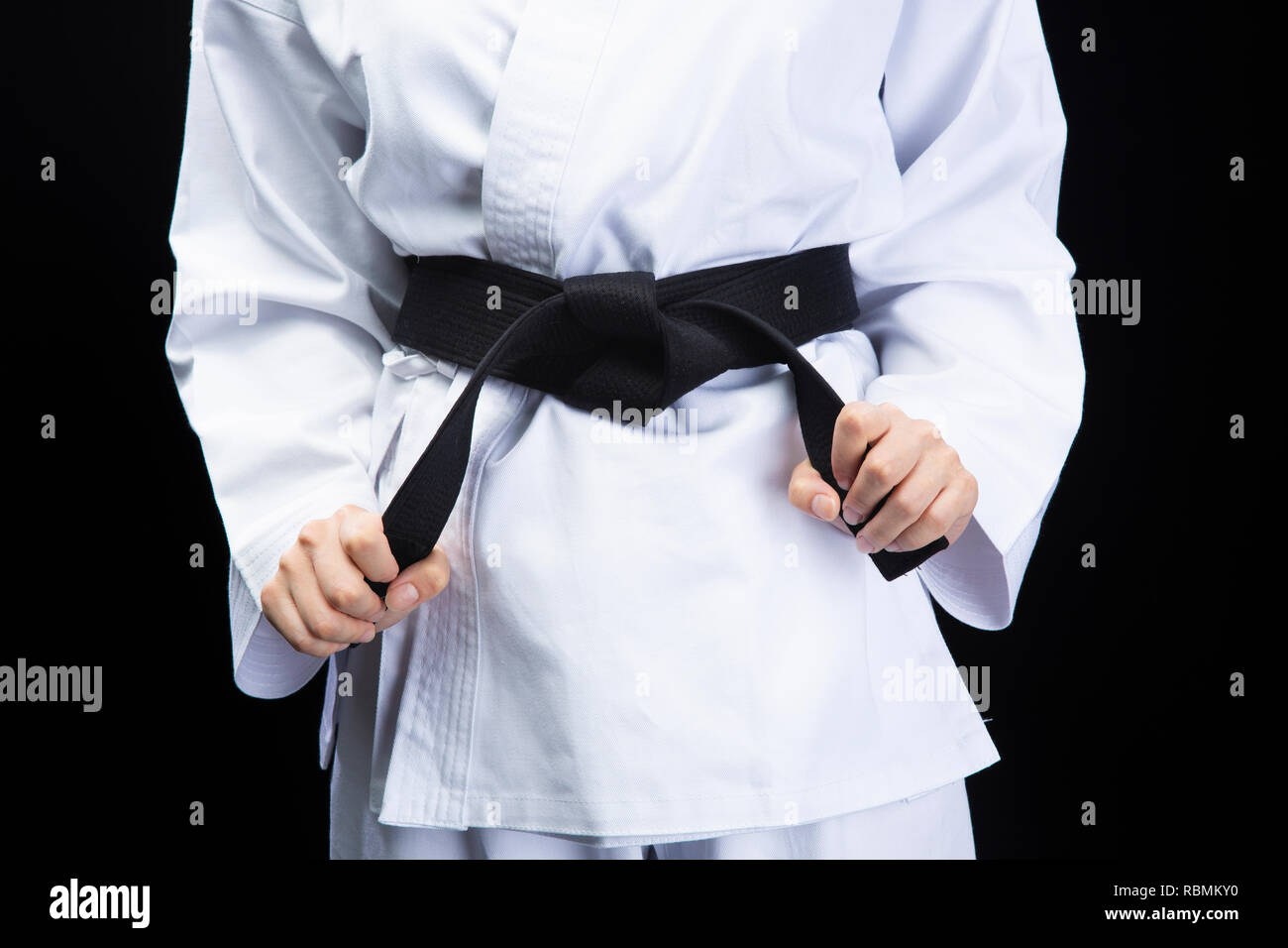 black belt of karate uniform Stock Photo