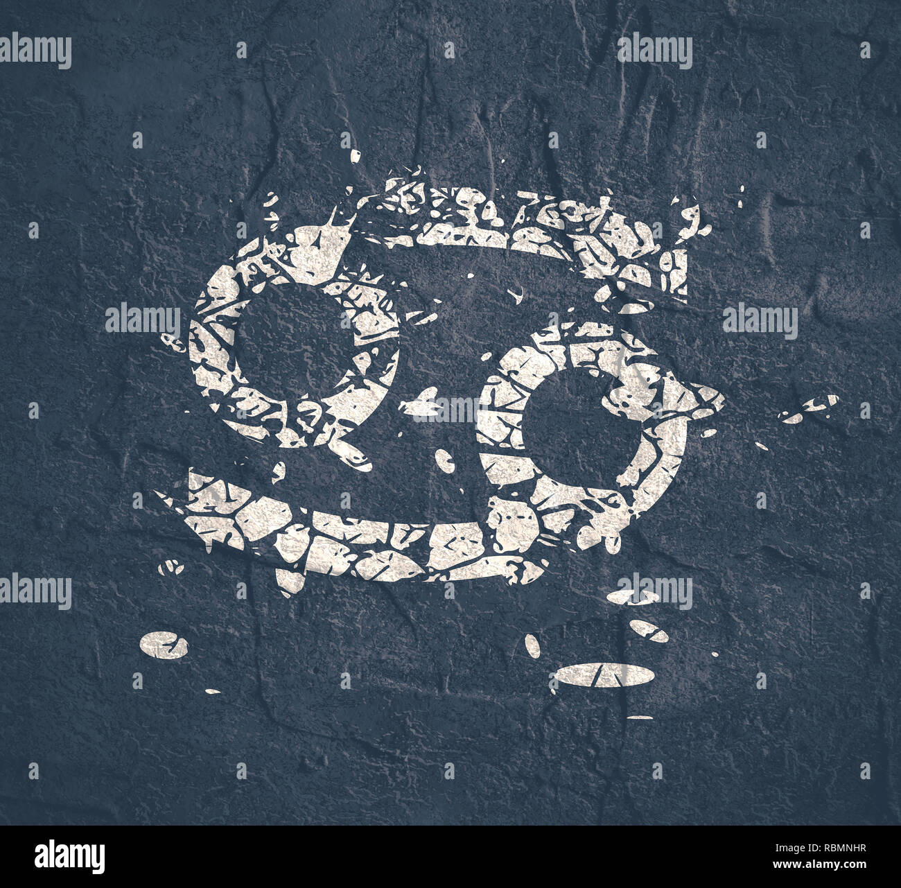 Astrological symbol. Cancer sign. Grunge splatter texture Stock Photo ...