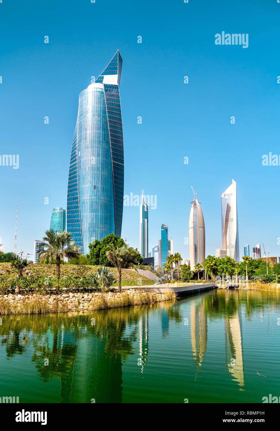 Skyline of Kuwait City at Al Shaheed Park Stock Photo