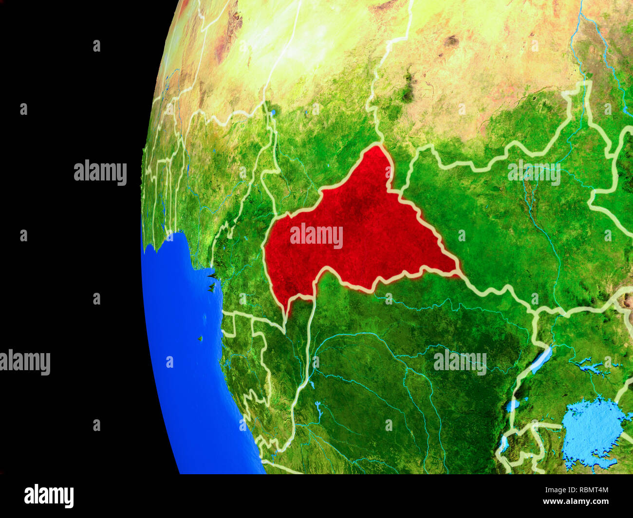 Central Africa from space on realistic model of planet Earth with ...