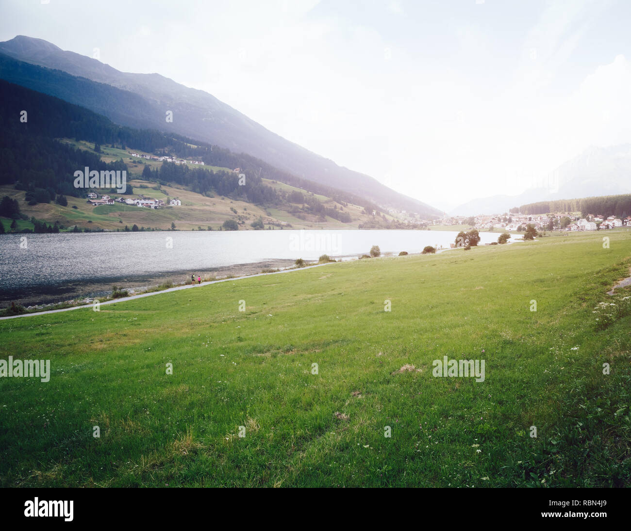 Great view of the alpine valley with Haidersee lake. Picturesque and gorgeous scene. Location place San Valentino Alla Muta village, Italy alp, Europe Stock Photo