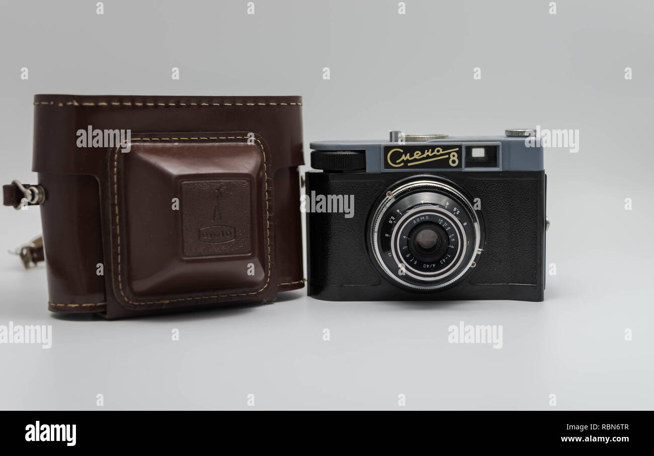 Retro film Photo camera isolated on white background Stock Photo - Alamy