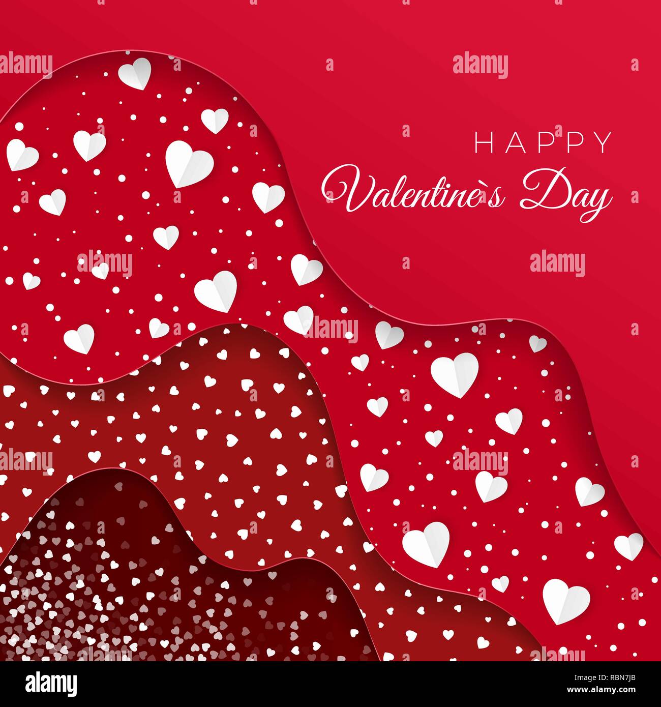 Happy Valentines Day greeting card. Red Layers with different ...