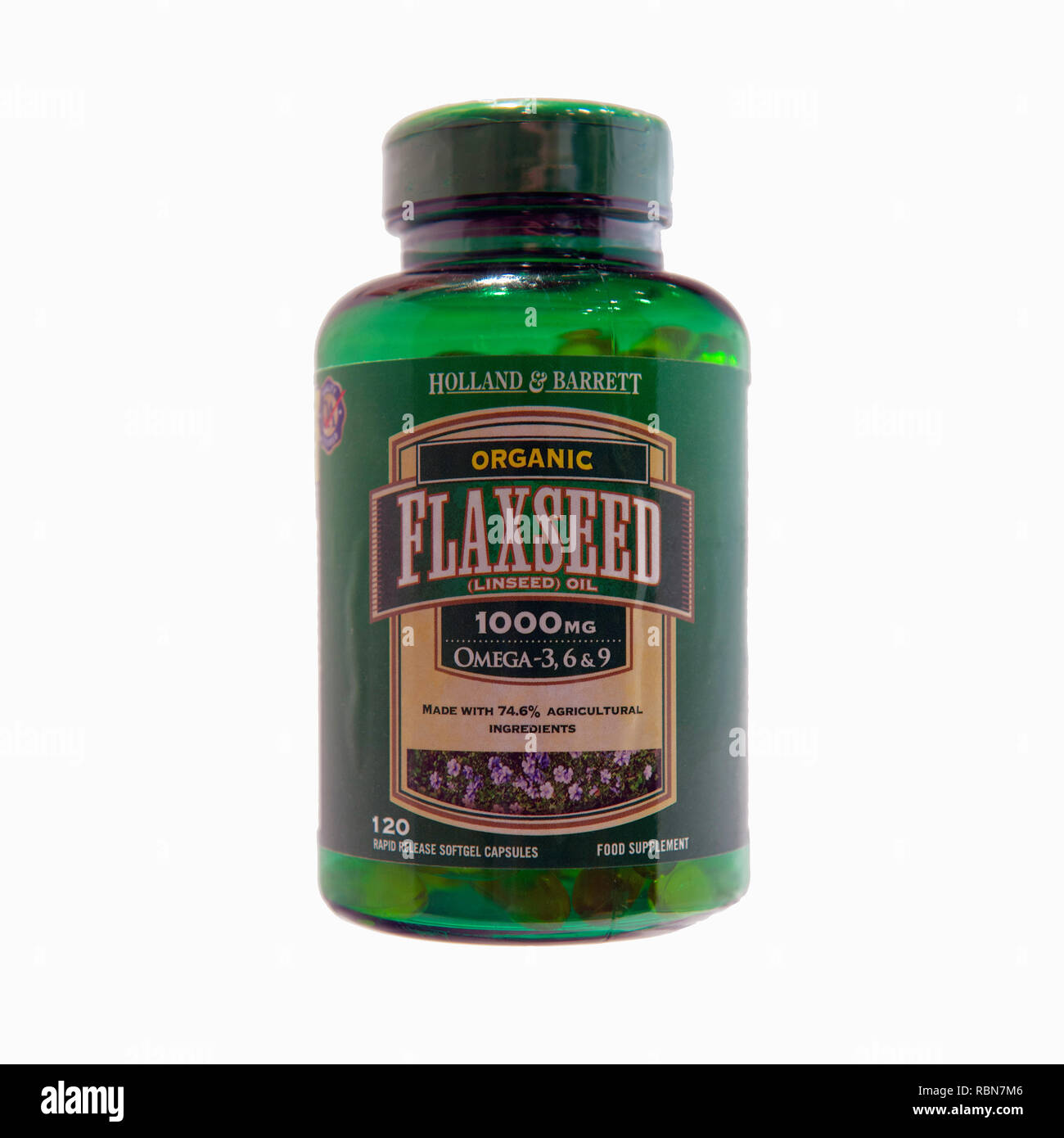 Jar of Flaxseed oil capsules Stock Photo Alamy