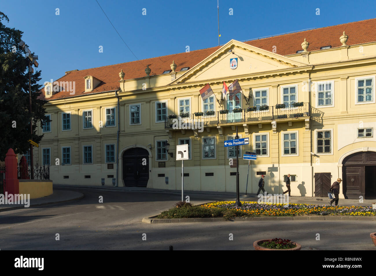 SREMSKI KARLOVCI, VOJVODINA, SERBIA - NOVEMBER 11, 2018: Panorama of center of town of Srijemski Karlovci, Vojvodina, Serbia Stock Photo