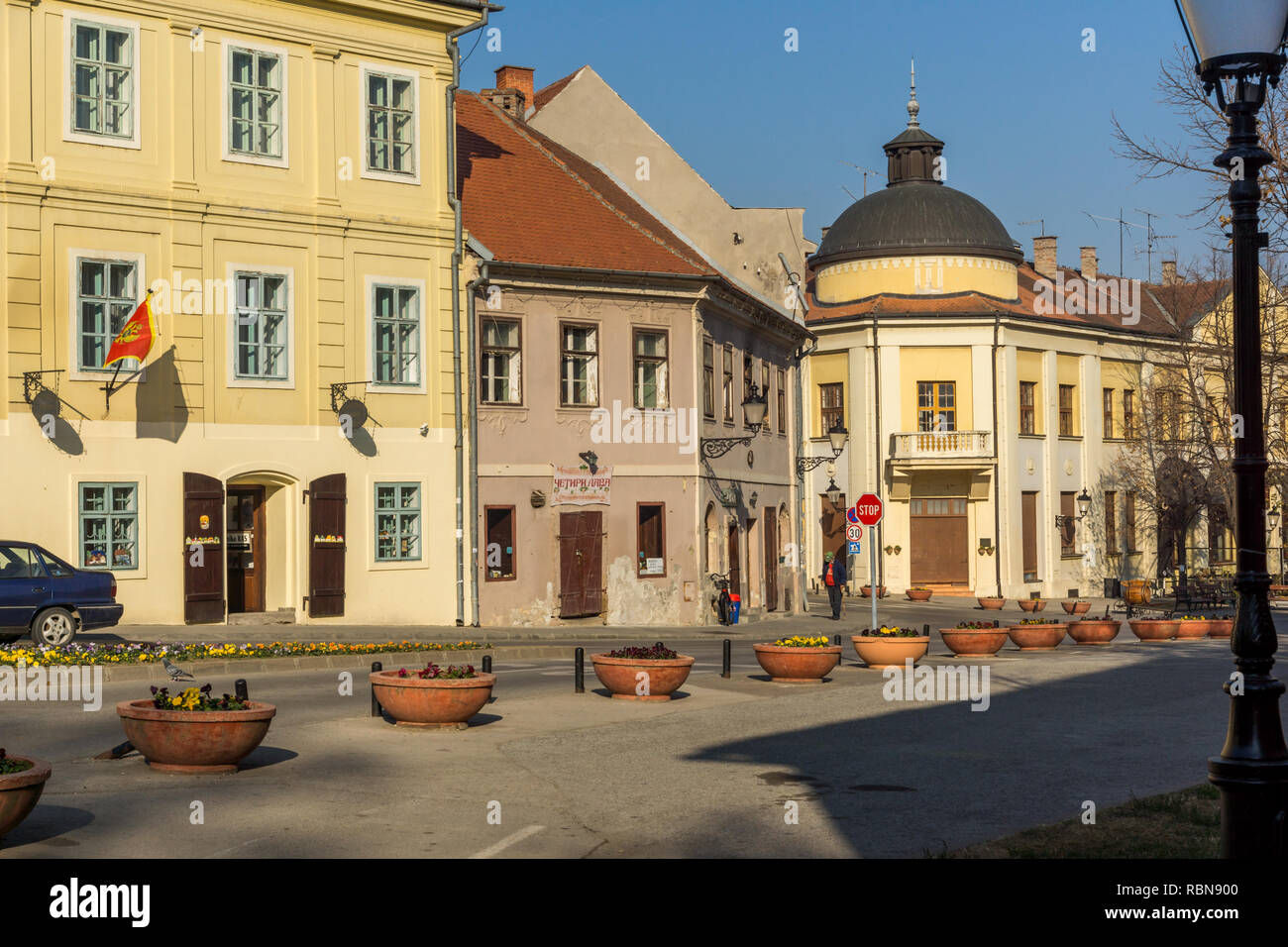 SREMSKI KARLOVCI, VOJVODINA, SERBIA - NOVEMBER 11, 2018: Panorama of center of town of Srijemski Karlovci, Vojvodina, Serbia Stock Photo
