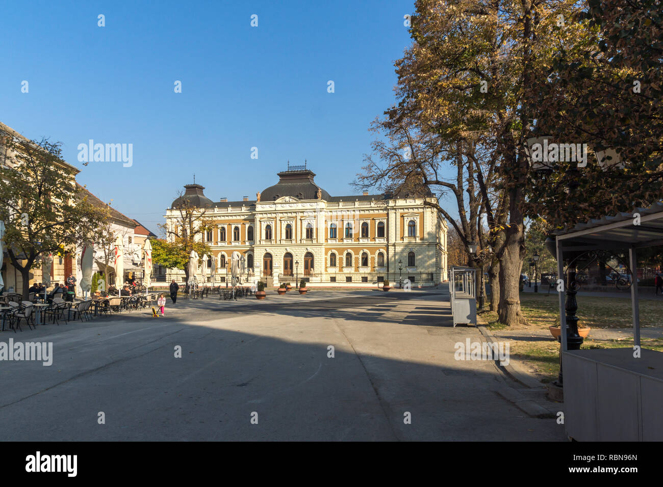 SREMSKI KARLOVCI, VOJVODINA, SERBIA - NOVEMBER 11, 2018: Panorama of center of town of Srijemski Karlovci, Vojvodina, Serbia Stock Photo