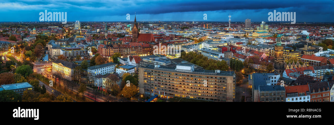 Hannover Skyline during an evening Stock Photo