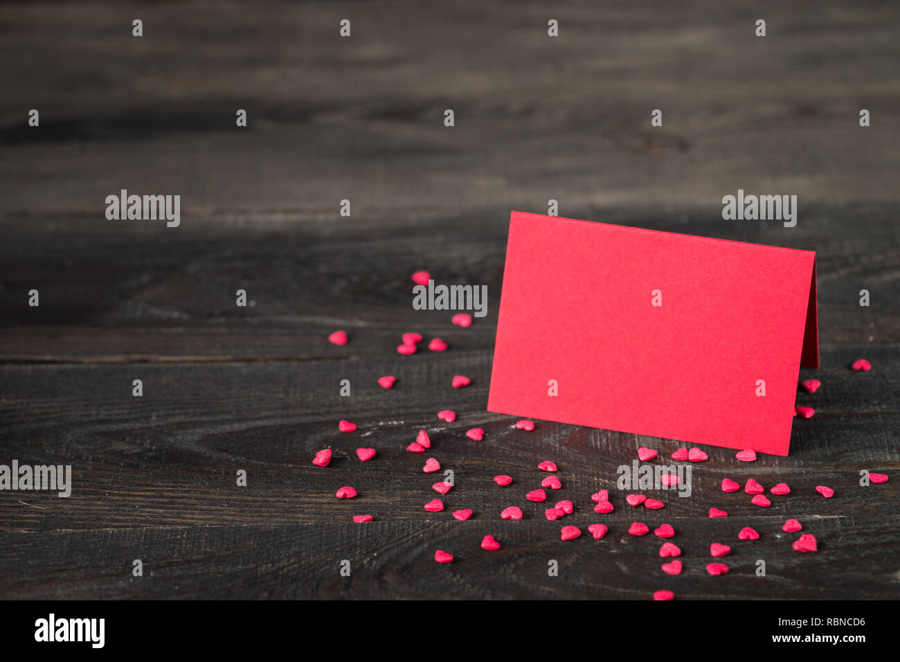Valentine's Day decorations with  card for love confession. Love background Stock Photo