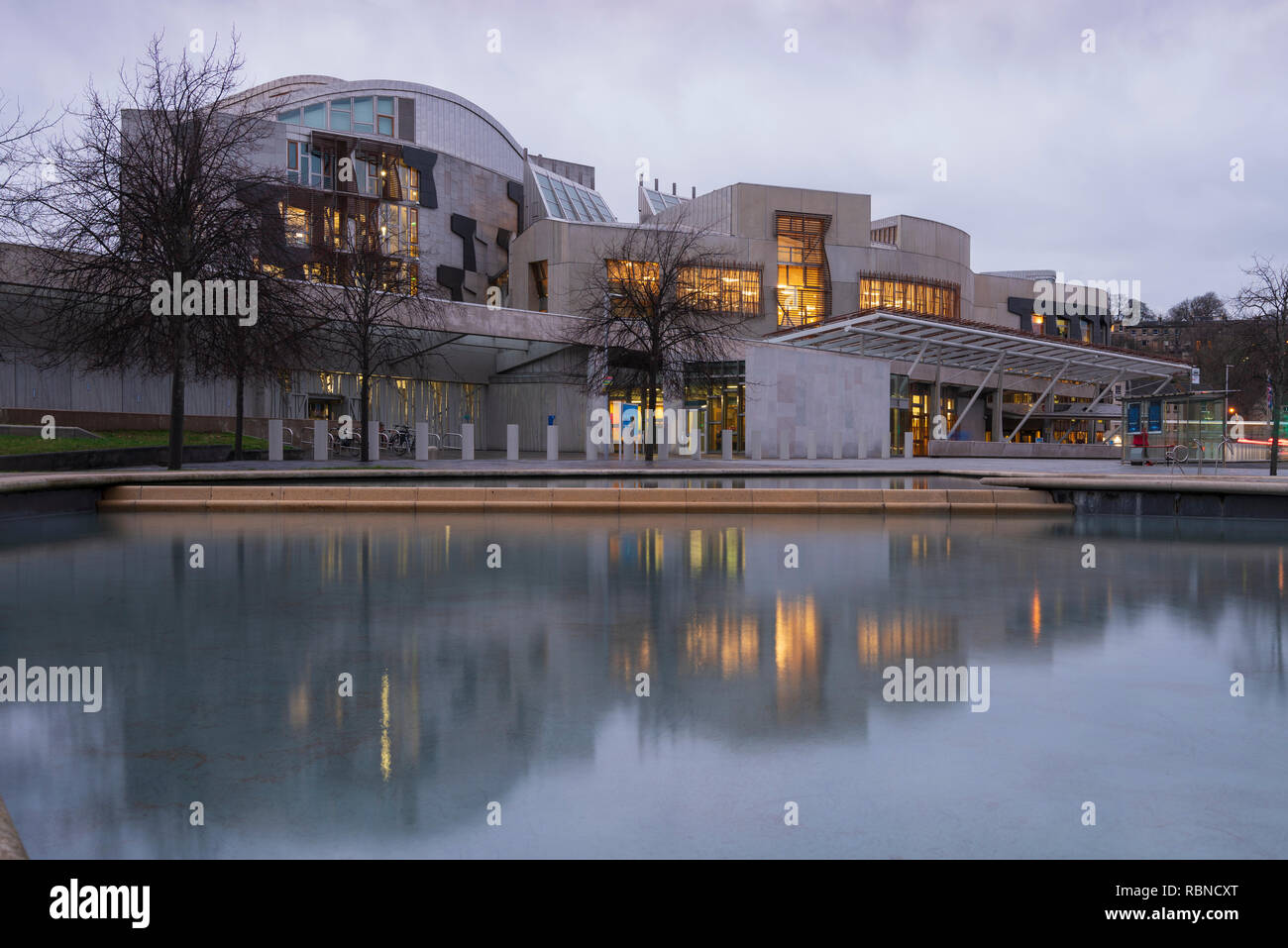 Evening view of the Scottish Parliament building at Holyrood in Edinburgh, Scotland, UK Stock Photo