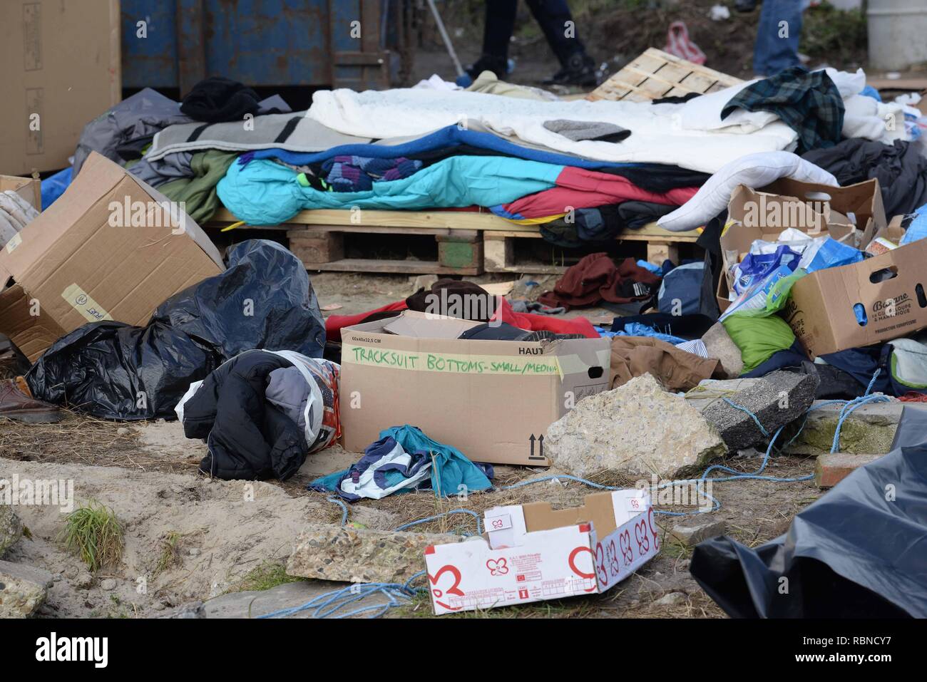 Workers begin to clear the southern section of the Calais Jungle in Calais, France Where Calais