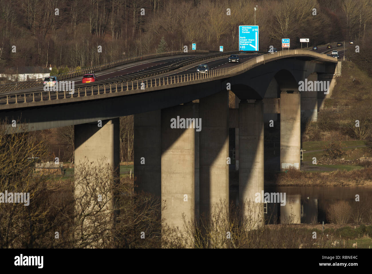 Friarton bridge, which crosses the river Tay at Perth, is a major element of the motorway network in Scotland Stock Photo