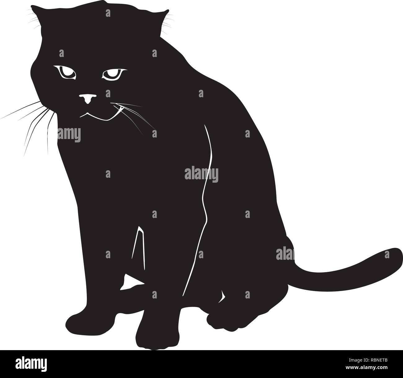 Cat black silhouette on white vector illustration Stock Vector