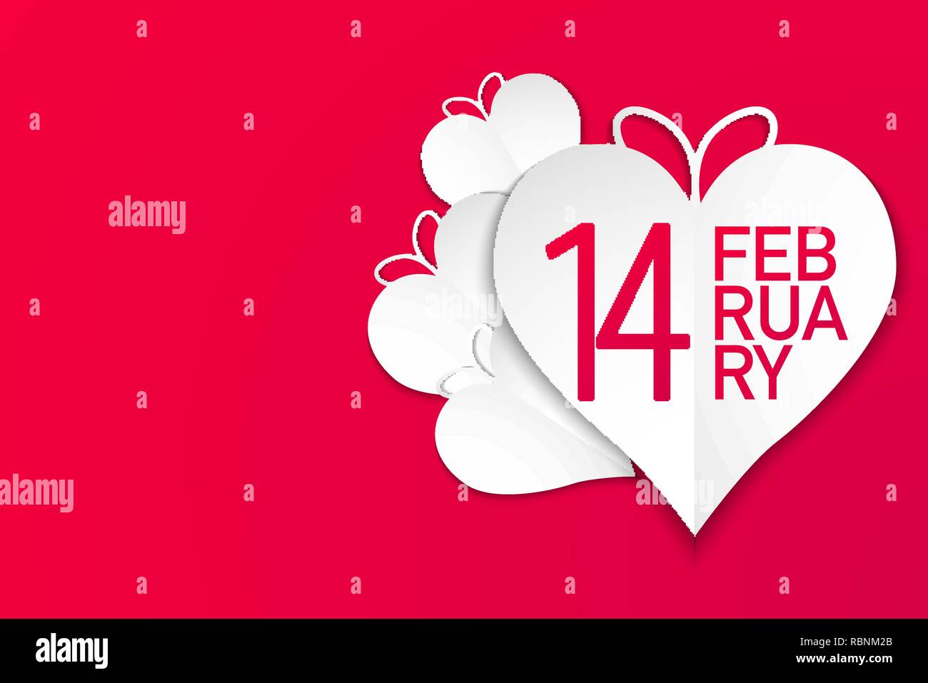Happy valentines day, white hearts with red background, vector ...