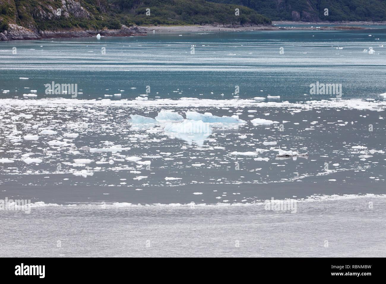 Ice Floating On Surface Of Lake In Alaska Stock Photo