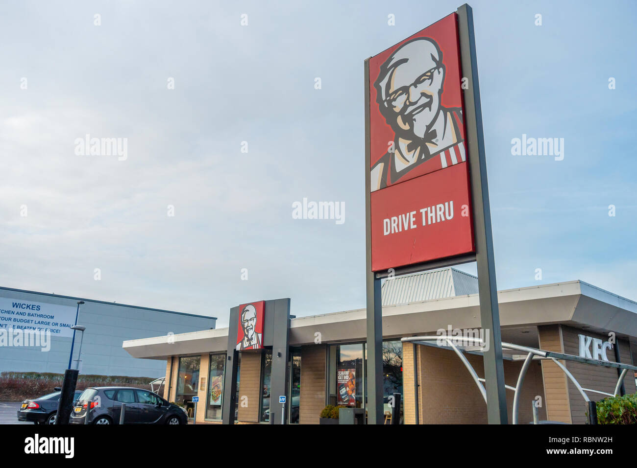 The KFC Kentucky Fried Chicken restaurant on Oxford Road in Reading, UK Stock Photo