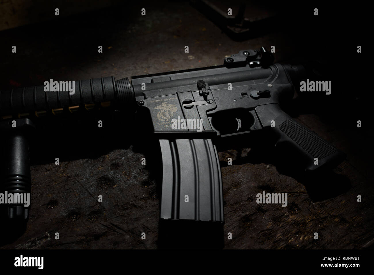 E&C M4 Airsoft AEG Rifle with M203 Grenade Launcher EC701 (QD 1.5 Gearbox,  Blank Marking) - Black