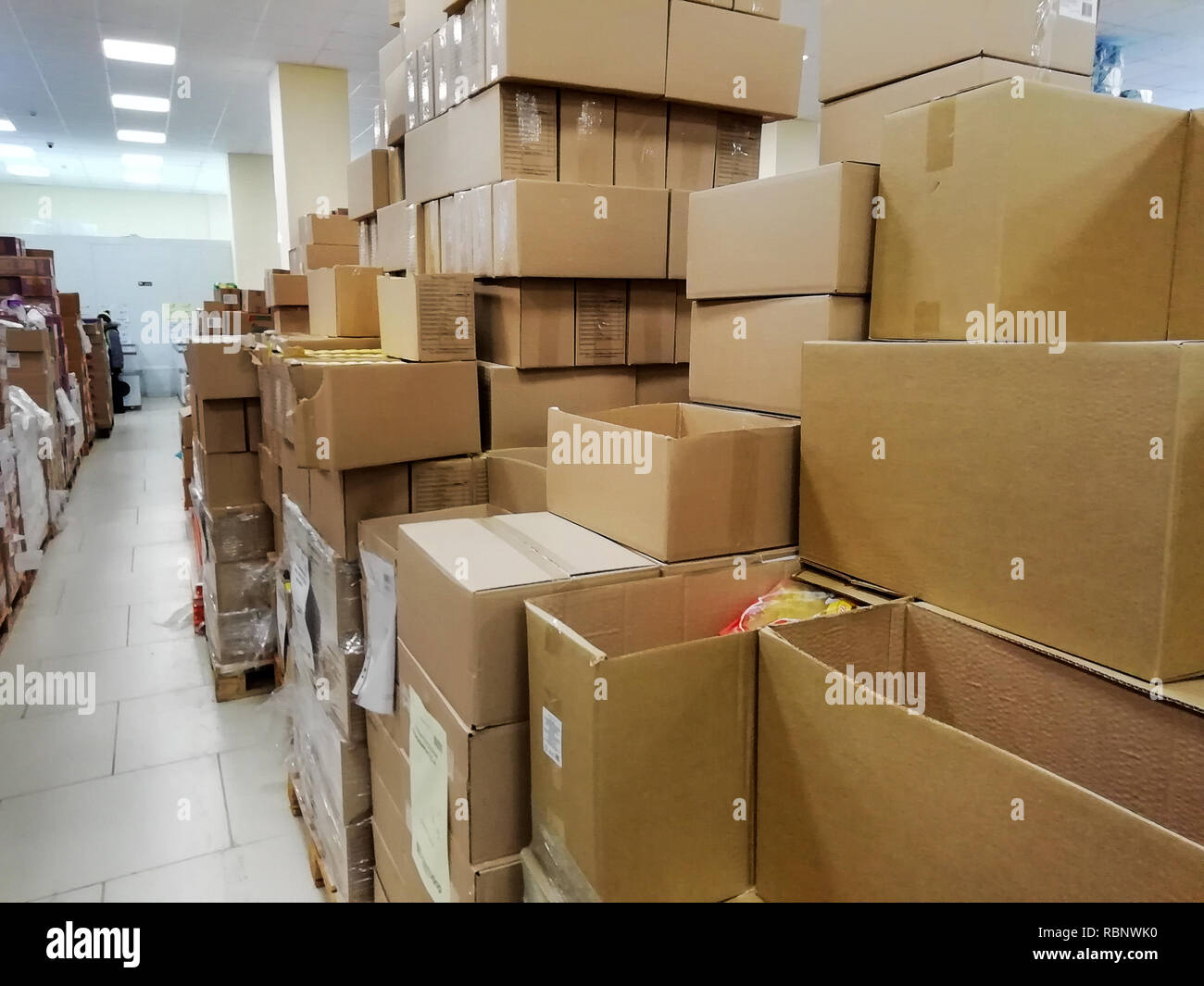 Warehouse storage, a lot of boxes of goods Stock Photo Alamy