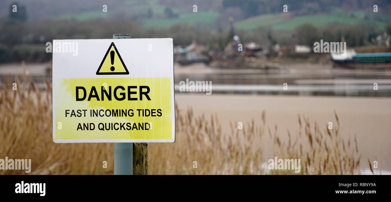 Danger - tides and quicksand, United Kingdom Stock Photo
