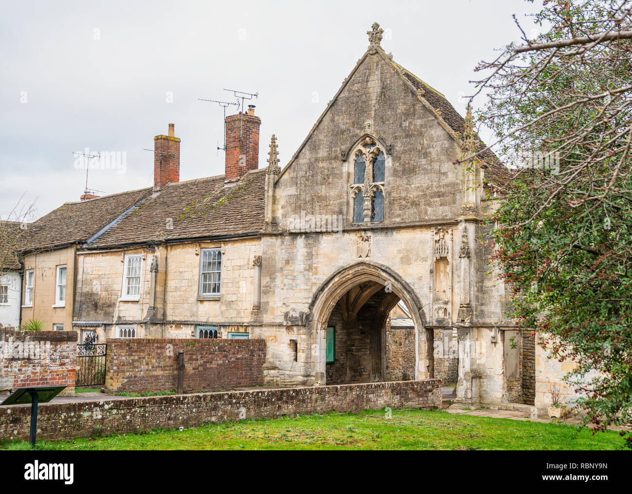Kingswood Abbey Gateway, Kingswood, Gloucestershire, United Kingdom. All that remains of a Cistercian Abbey. Stock Photo