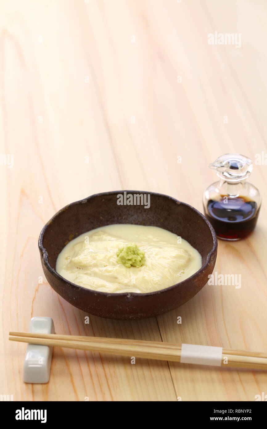 Yuba (tofu skin) sashimi, japanese vegetarian food / Tofu skin is making by skimming the skin