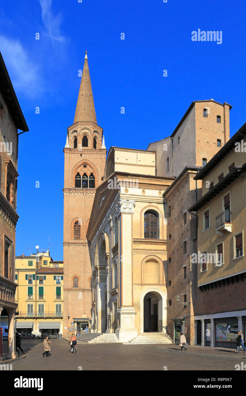 Basilica di Sant'Andrea and Campanile, Mantua, UNESCO World Heritage Site, Lombardy, Italy. Stock Photo