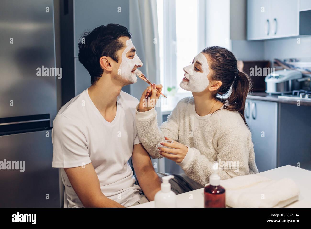 Download Couple Face Mask Home High Resolution Stock Photography And Images Alamy PSD Mockup Templates