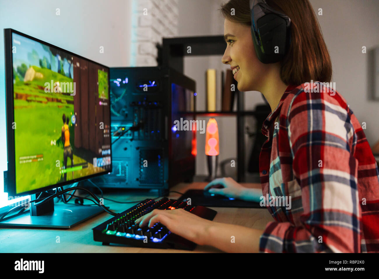playing video game on pc computer. Gamer playing online game on PC.  Isolated Gaming Computer. 3D render 11842286 PNG