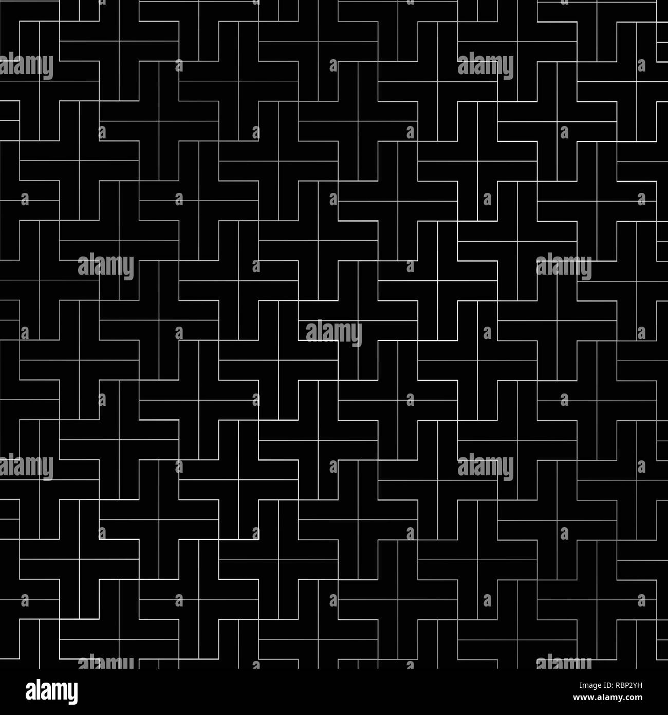 Abstract repeating plus pattern silver color geometric on black background. Vector illustration Stock Vector