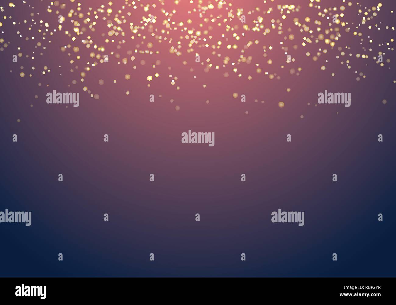 Abstract falling golden glitter lights texture on a dark blue ...