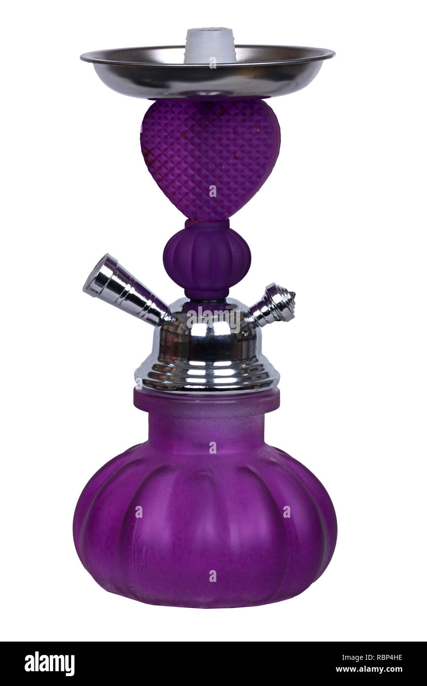 Small purple glass hookah Stock Photo Alamy