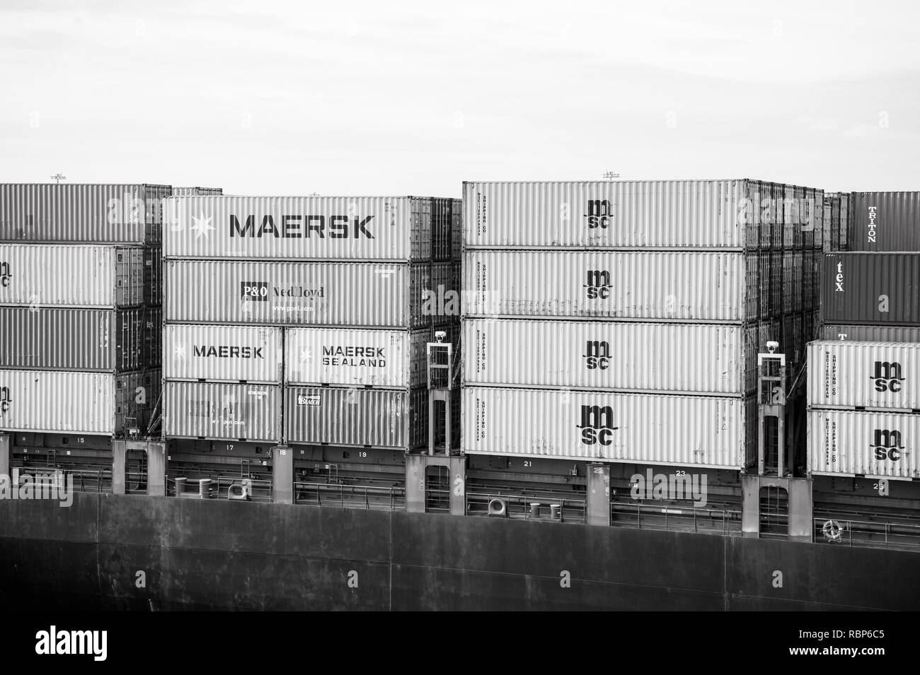 Miami, USA March, 18, 2016 cargo containers stacked in port