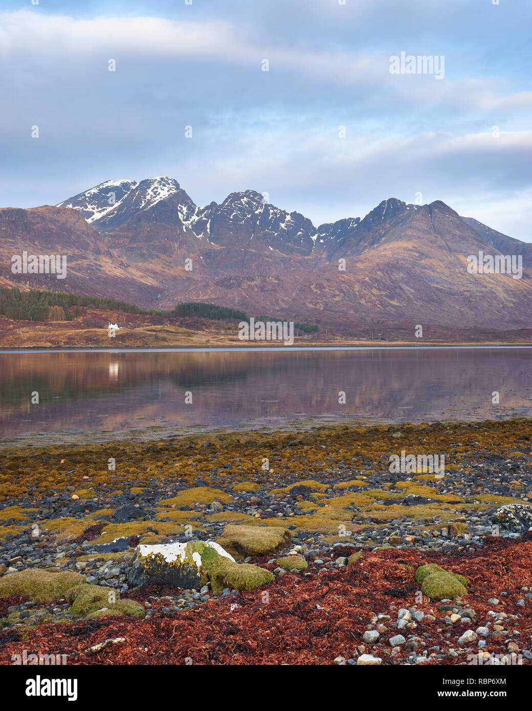 Blaven across Loch Slapin, Torrin, Isle of Skye, Highland, Scotland. Stock Photo