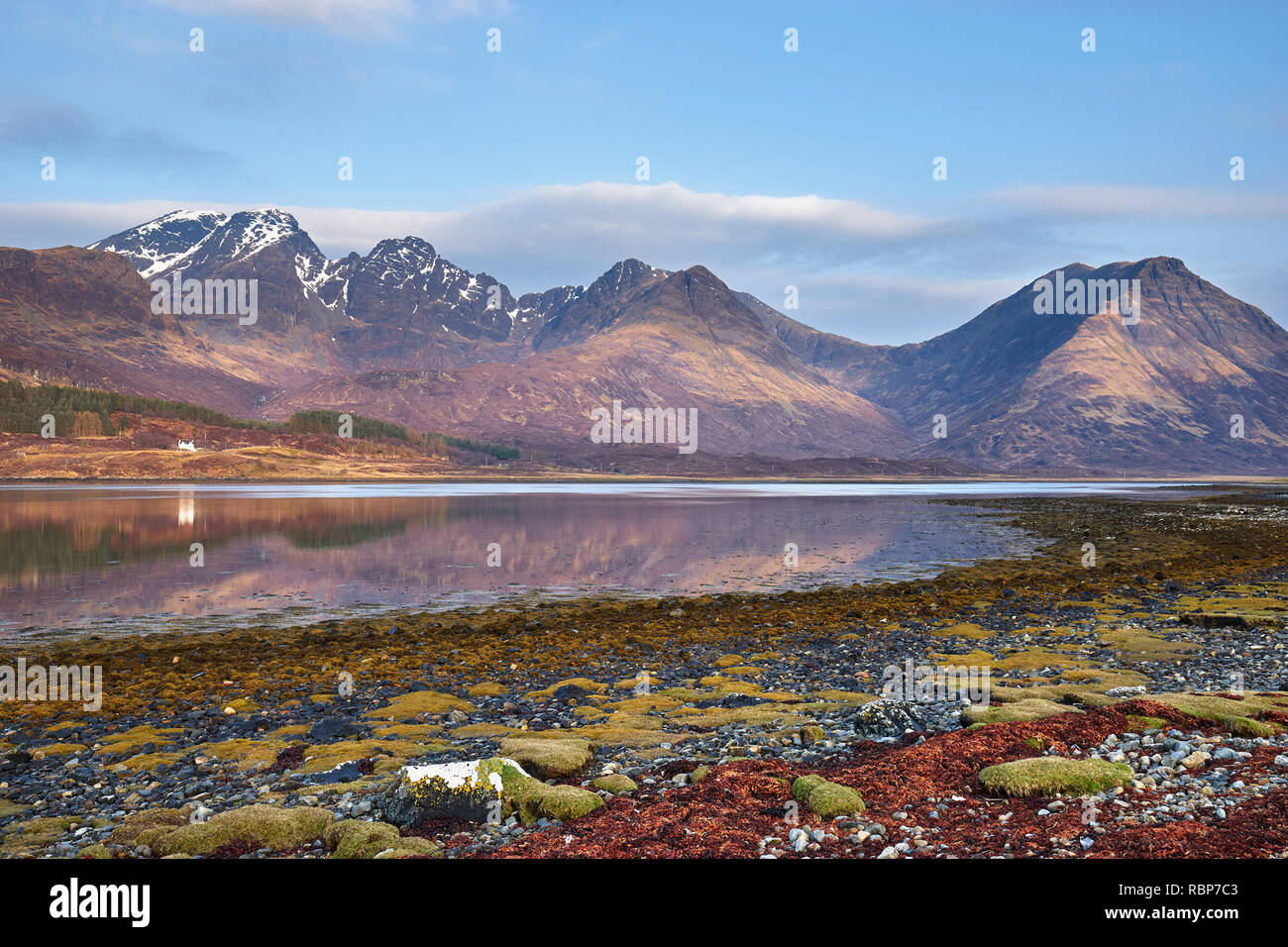 Blaven across Loch Slapin, Torrin, Isle of Skye, Highland, Scotland. Stock Photo
