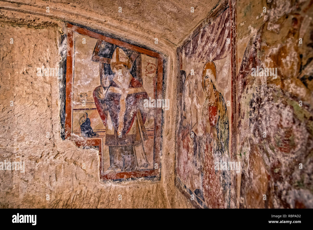 Italy Basilicata Matera San Pietro Barisano Church frescoes Stock Photo