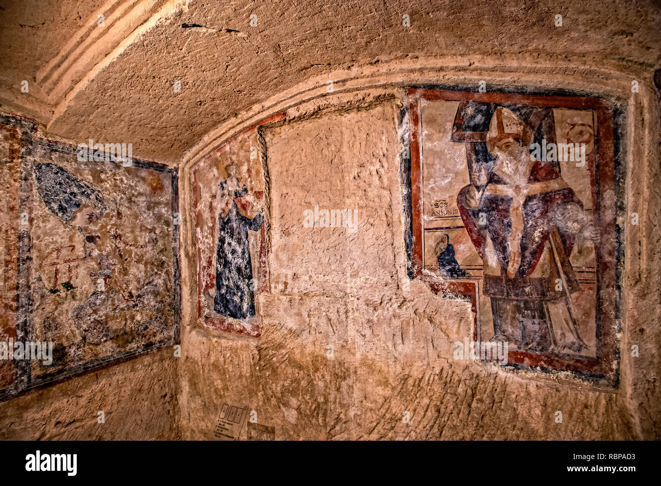 Italy Basilicata Matera San Pietro Barisano Church frescoes Stock Photo