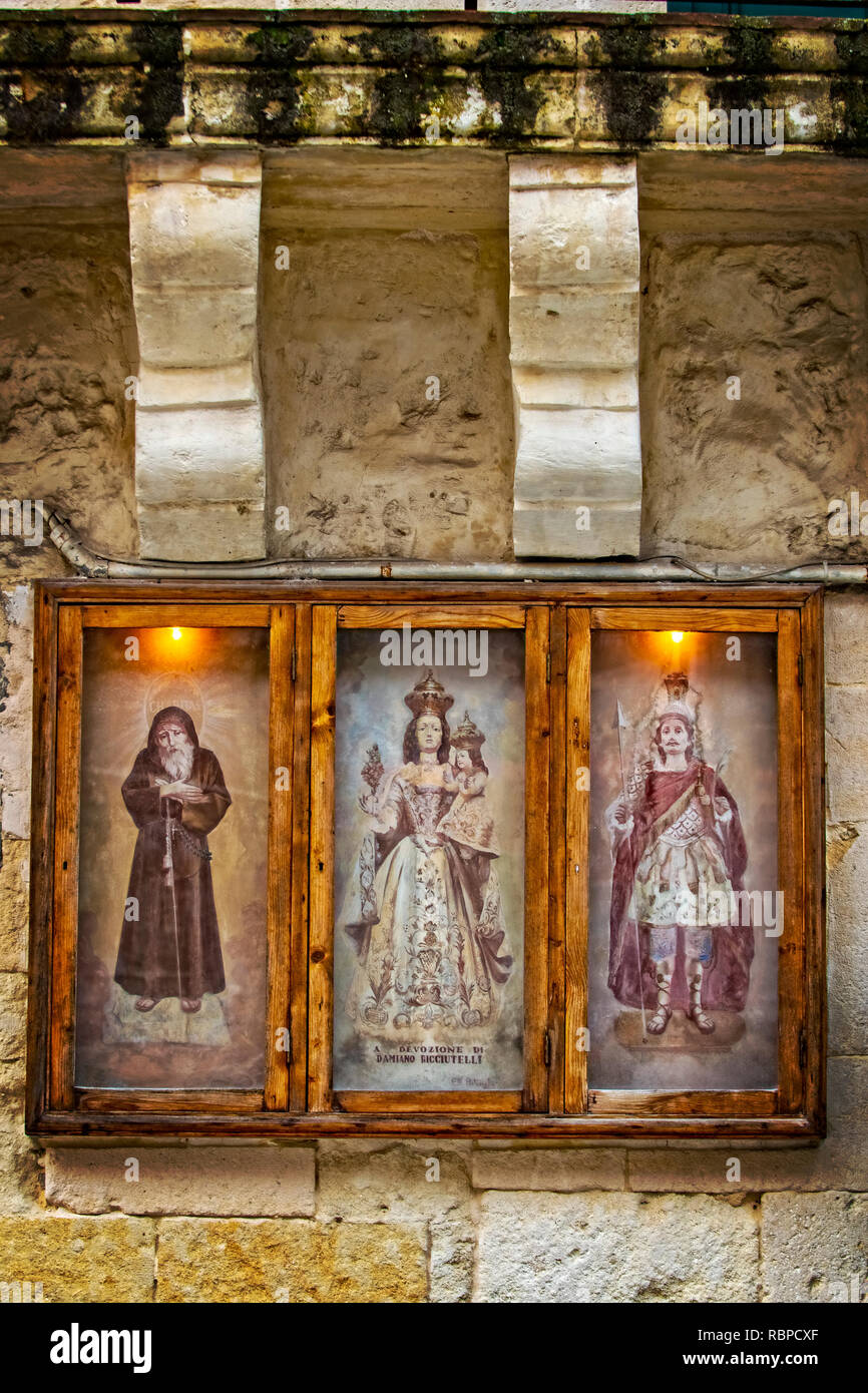 Italy Basilicata Matera Sasso Barisano via Fiorentini votive shrine Stock Photo