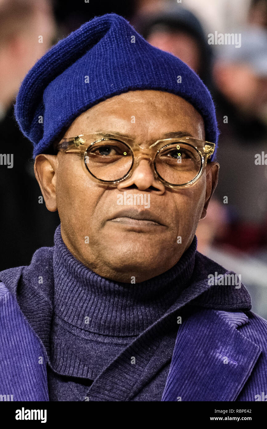 Samuel L. Jackson at the UK Premiere of GLASS on Wednesday 9 January 2019 held at Curzon, Mayfair, London. Pictured: Samuel L. Jackson. Stock Photo