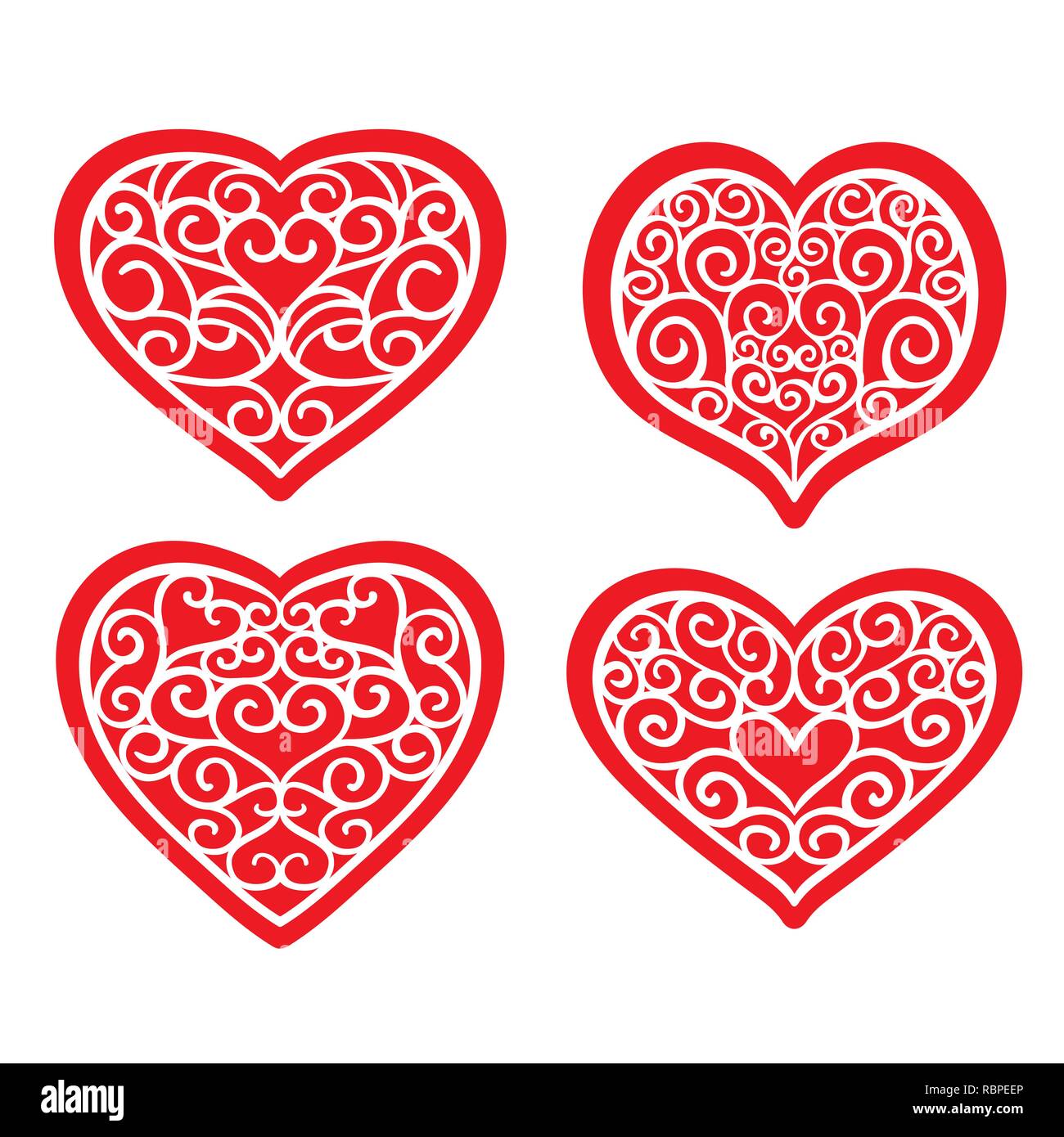 Set hand drawn hearts on white background. Design elements for ...