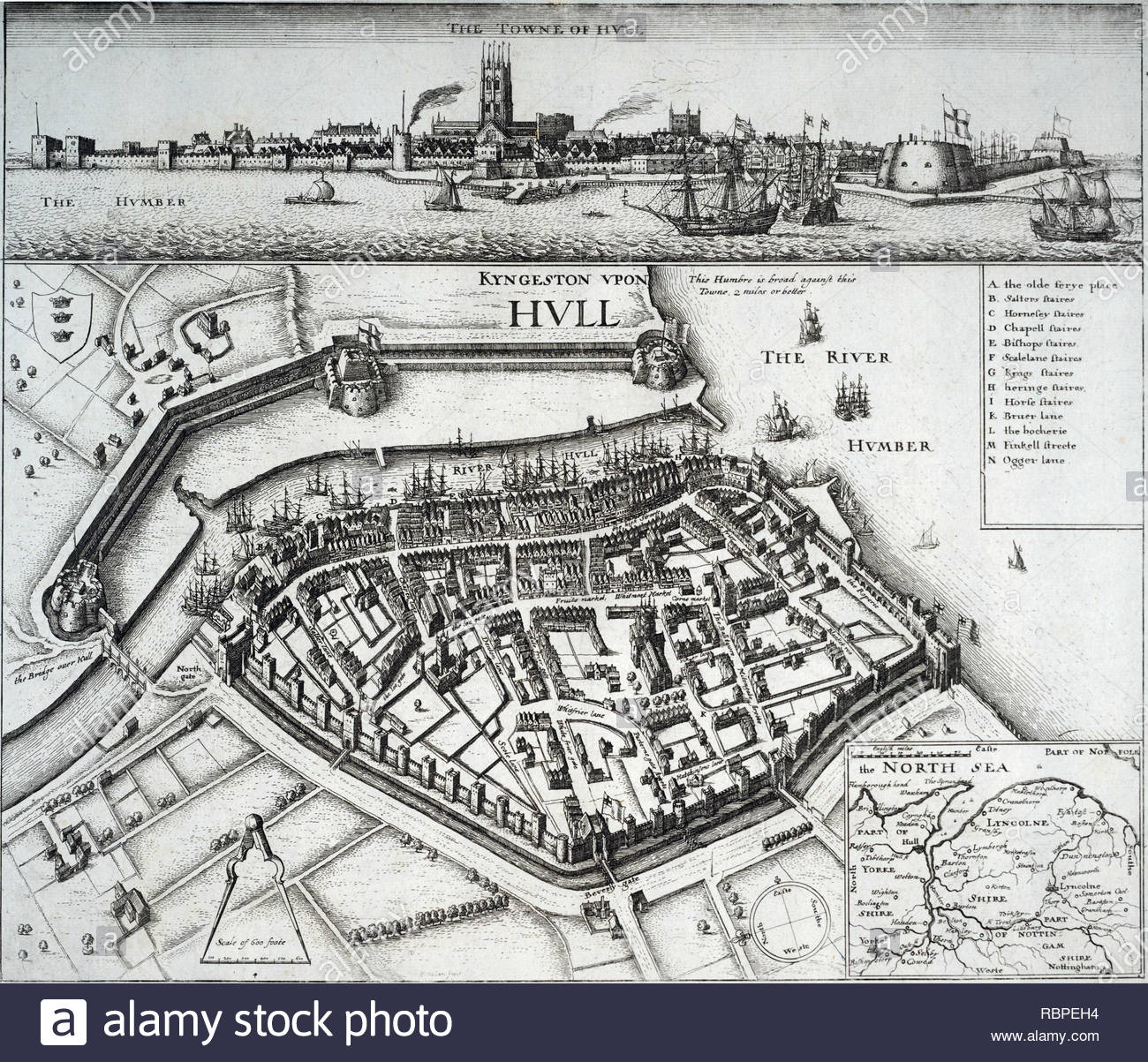 Hull antique town city map plan hi-res stock photography and images - Alamy