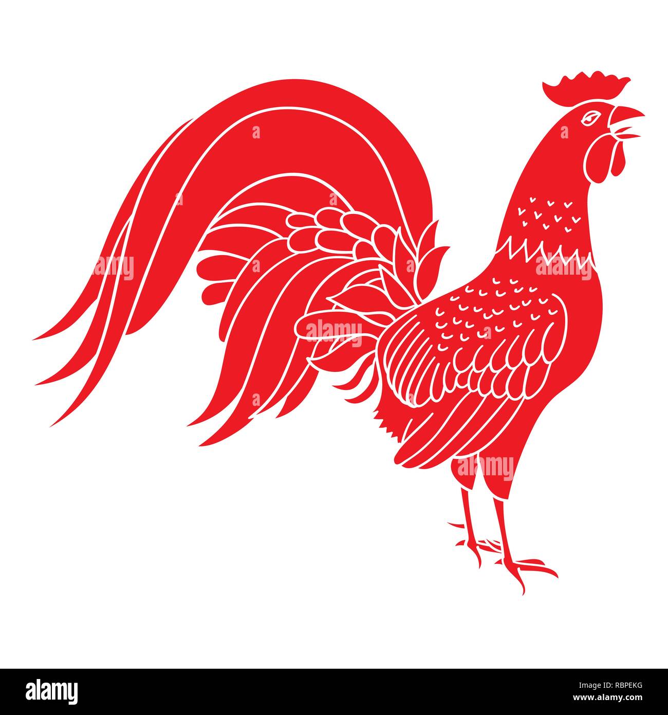 Cock. Símbolo Do Ano Novo Chinês. Ilustração Vetorial. Em Pleno  Crescimento. Royalty Free SVG, Cliparts, Vetores, e Ilustrações Stock.  Image 61664150