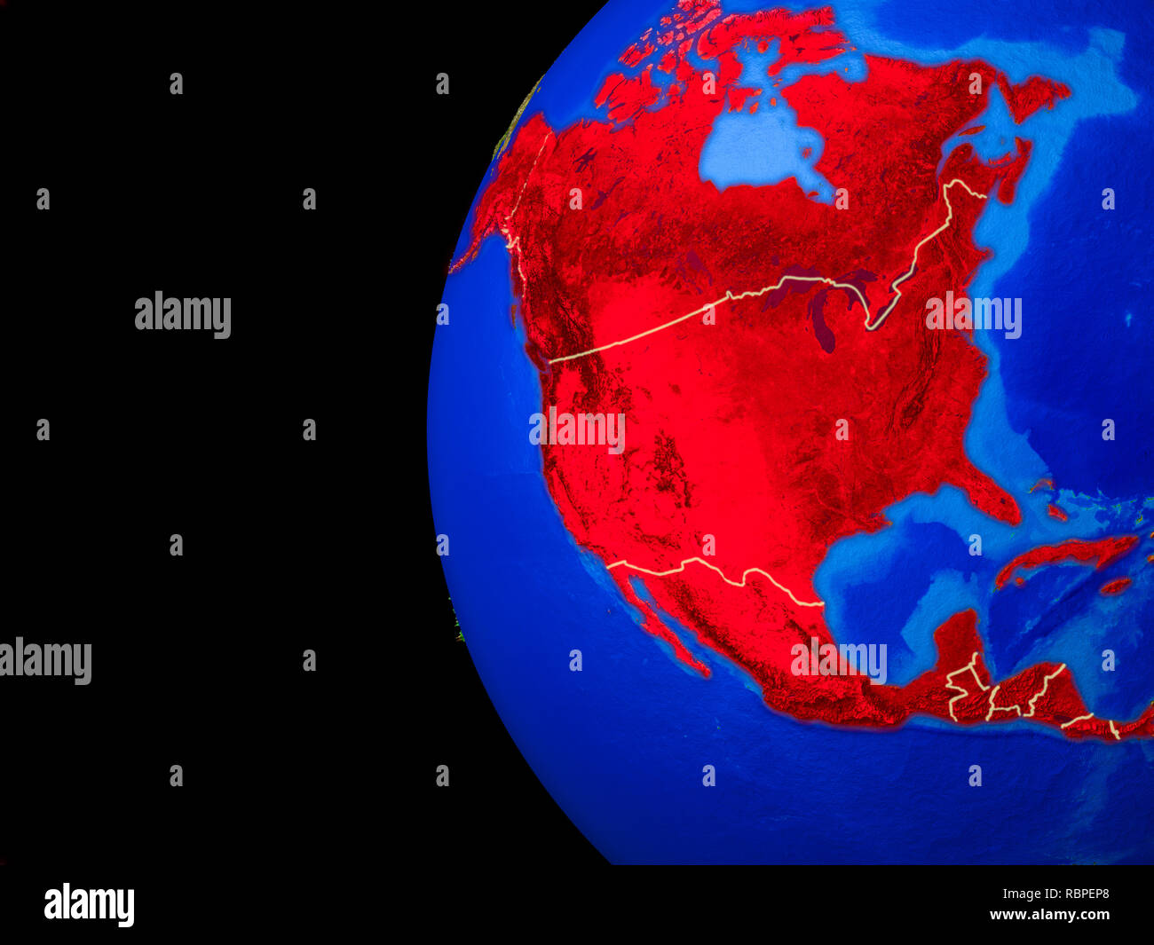 North America from space on realistic model of planet Earth with ...