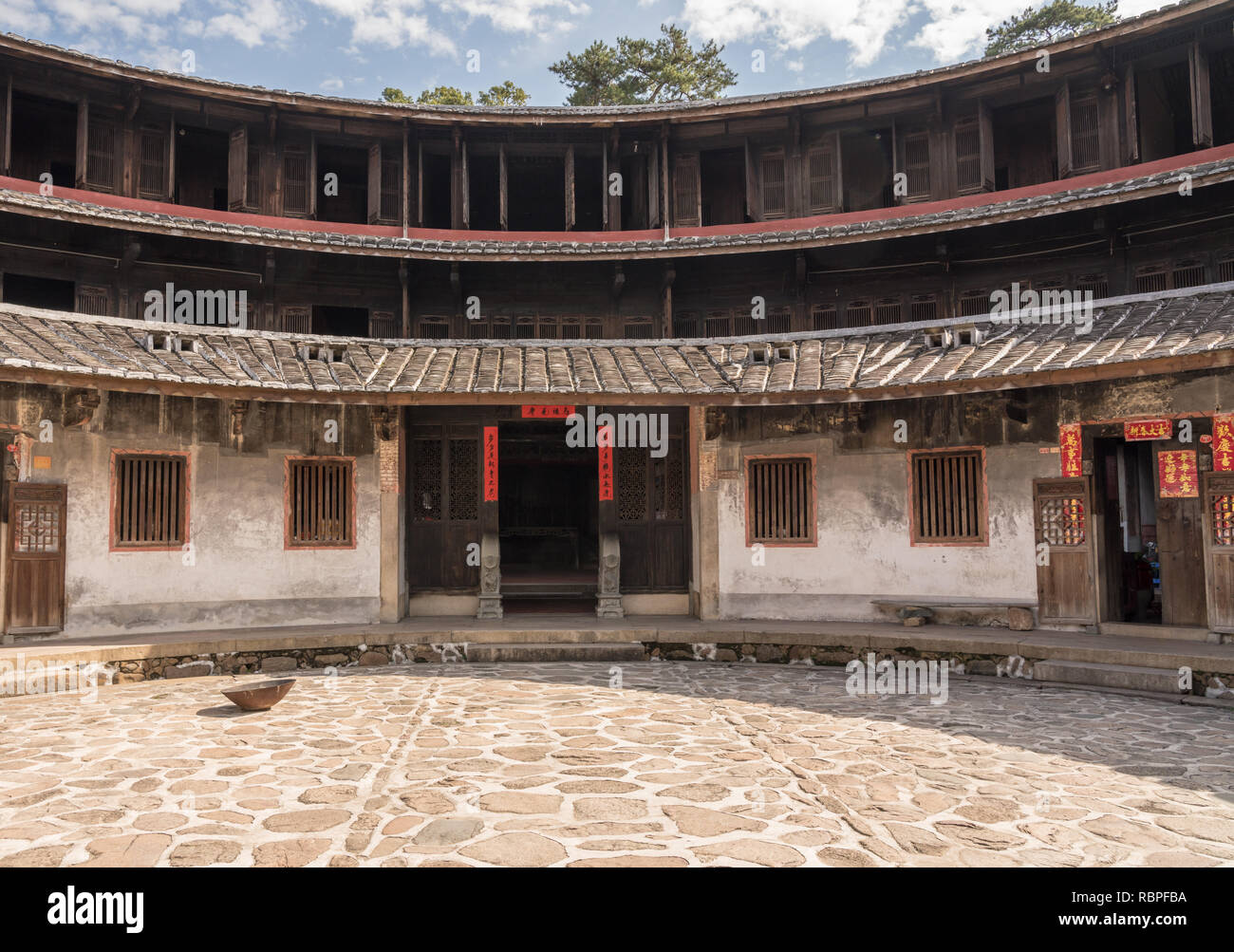 Upper floors of Tulou communities at Huaan Unesco World Heritage site Stock Photo