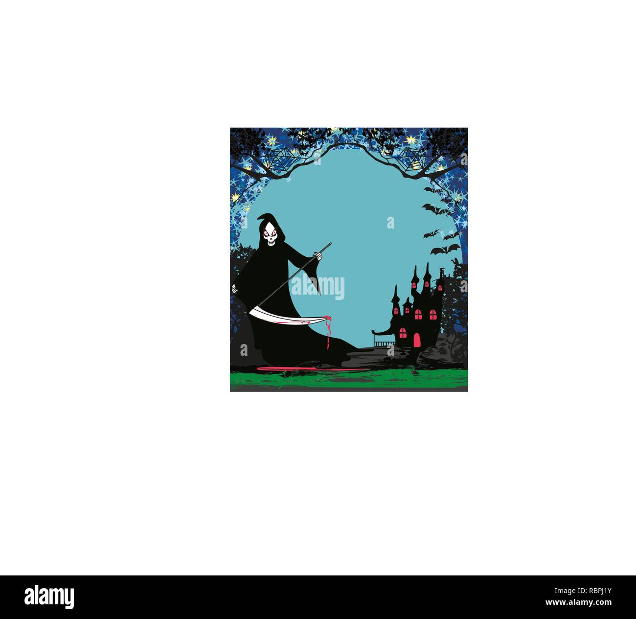 Grim reaper illustration card Stock Vector