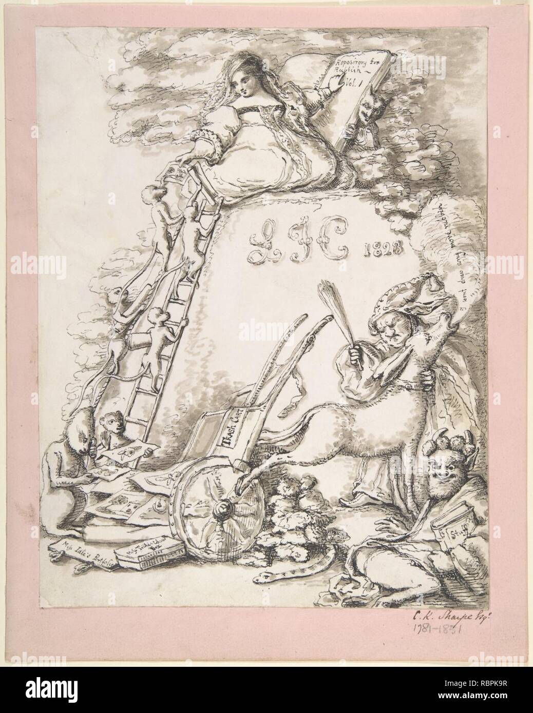 ‘Repository for Rubbish, vol. I, L.F.C 1828‘, Illustration for children's book Stock Photo