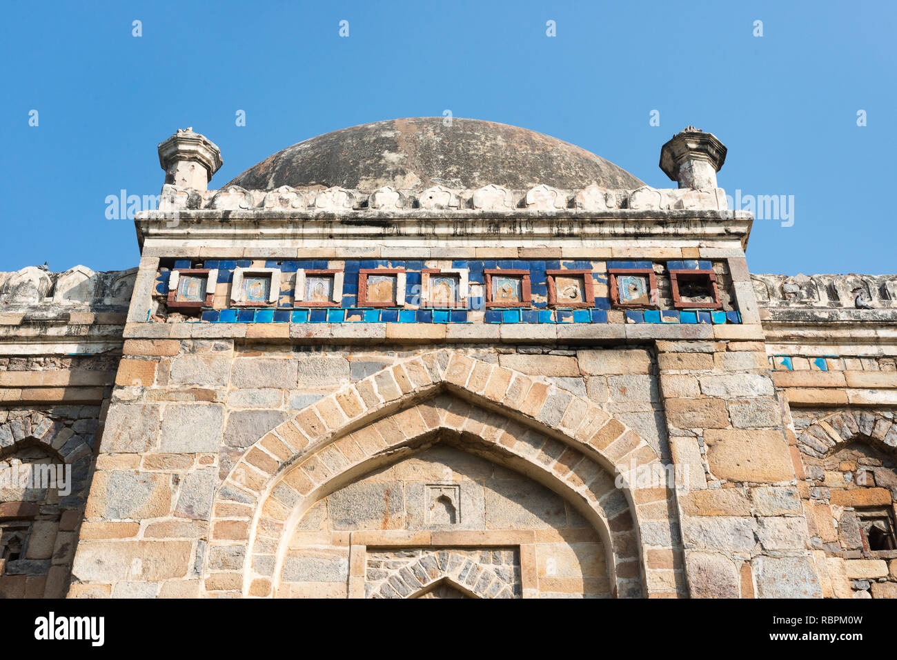 Dome and relics at the Lodi Gardens in New Delhi, India. Example of Mughal architecture. Stock Photo