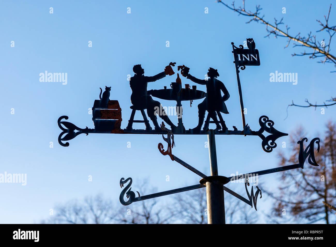 Weather vane at the Robert Burns museum, Alloway, Ayr, Scotland, with the style from the Bard's famous poem 'Tam O'Shanter' Stock Photo