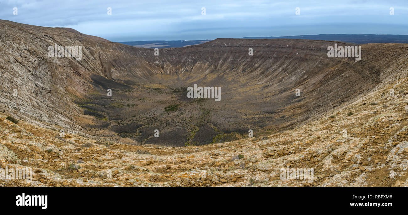 Large volcanic crater in the Timanfaya National Park, Lanzarote, Spain Stock Photo