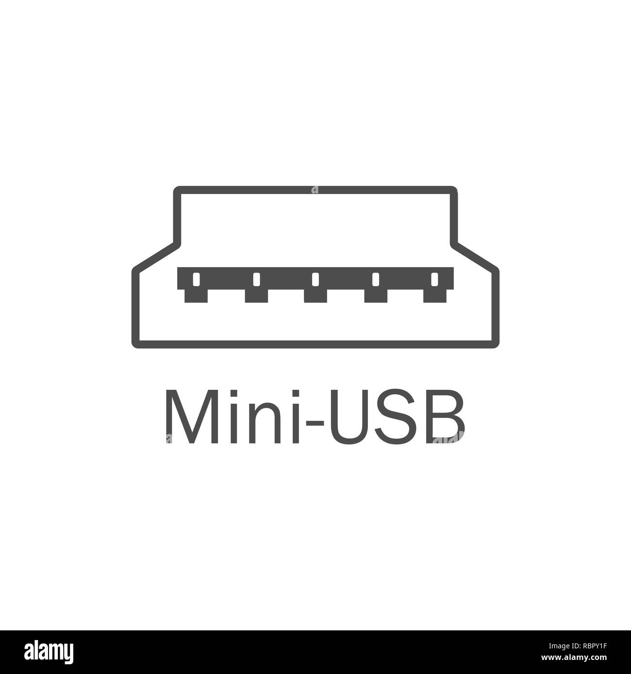 Usb port icon. Mini-usb. Vector illustration, flat design. Stock Vector